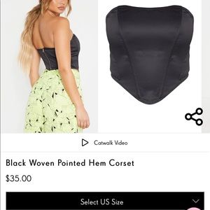 PLT Black Woven Pointed Hem Corset